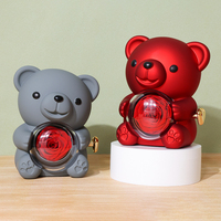 Boîte à bijoux rotative haut de gamme en forme d'ours en peluche, motif floral rose, fleur éternelle préservée, cadeau pour maman, petite amie, festival