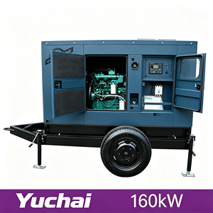 Groupe électrogène diesel Yuchai 160 kW 200 kVA sur remorque/silencieux, 100 % cuivre, sans balais, certifié CE ISO, triphasé, refroidi par eau, pour l'exploitation minière - Product Image 1