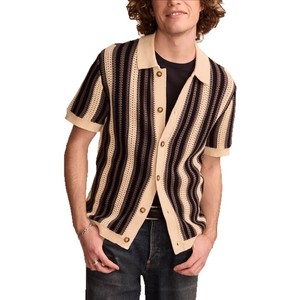 <span class=keywords><strong>Polo</strong></span> d'été décontracté à manches courtes en tricot squelette rayé pour homme, confortable et respirant, fabriqué en viscose-par les fabricants - Product Image 5