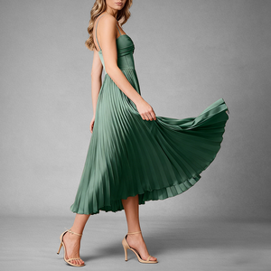 فستان سهرة نسائي مخصص لعام 2026، بدون أكمام، مكشوف الظهر، مطوي، بتصميم A-Line، أنيق وجذاب للصيف، فستان طويل من الساتان - Product Image 3