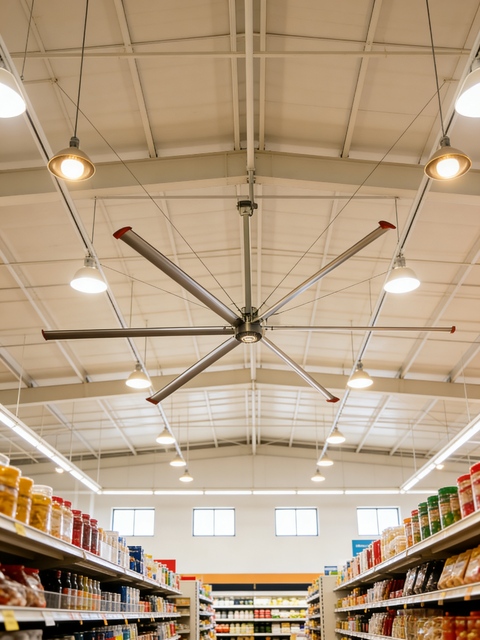 Hot Sale 6.7m 22ft Industrial Style Ceiling Fan with Motor Touch Control Energy Saving Aluminum Alloy Blades for Warehouse