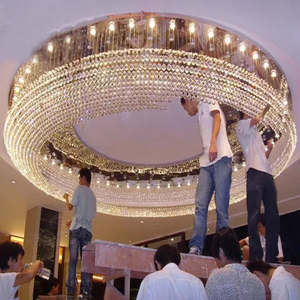 Moderno nordico personalizzato Hotel scale di nozze decorazione oro cristallo bianco grandi lampade a sospensione soffitto alto lampadari di lusso - Product Image 6