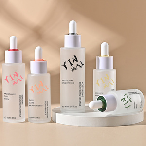 Flacon compte-gouttes en verre à épaule plate Cloud Top Ring de 20 ml à 100 ml pour sérum et emballage d'huiles essentielles - Product Image 1
