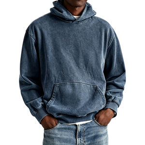 Sudadera con capucha personalizada lisa con lavado ácido, de algodón grueso y felpa, estilo oversize, con efecto desgastado, para hombre, estilo urbano TKAN9085 - Product Image 2
