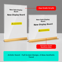 Support de Présentation de Table/Bureau Moderne en Acrylique et Métal pour Cartes, Facile à Assembler ; Format A4/L Transparent pour Menus et Boissons