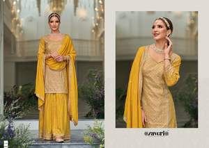 Vêtements indiens et pakistanais Salwar Kameez en soie à broderie lourde à l'avant et à l'arrière les plus vendus pour la vente à l'exportation - Product Image 6