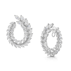 Pendientes de diamantes cultivados en laboratorio con corte marquesa, oro blanco de 18 quilates, pendientes de diamantes personalizables, joyería de oro de lujo para regalo, boda - Product Image 1