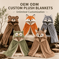 Couverture en peluche personnalisée en forme de cape de cerf pour l'hiver, couverture en peluche de Noël, vente en gros OEM ODM, cadeau de vacances doux et portable pour la maison