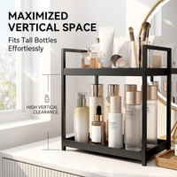 Étagère de rangement de bureau à 2 niveaux en acier au carbone avec poignée de transport, support de rangement pour coiffeuse et comptoir de salle de bain, organisation domestique
