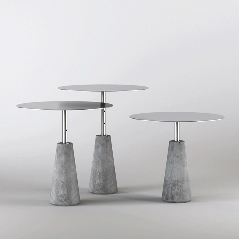 2021 Industrial style living room low black concrete and metal coffee table for sale