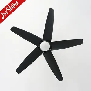 1stshine Led Ceiling Fan Black Plastic Blades Energy Saving Decorative LED Ceiling Fan With Light