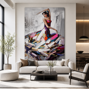 Quadri e Stampe Astratte <span class=keywords><strong>su</strong></span> <span class=keywords><strong>Tela</strong></span> con <span class=keywords><strong>Dipinti</strong></span> a Olio di Donne Colorate FREE CLOUD, Decorazioni Moderne per Soggiorno - Product Image 1