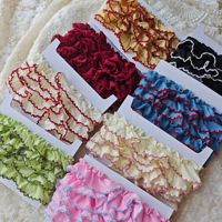 En gros, Garniture de couture extensible en coton, froncée, à volants, à bords festonnés, multicolore, pour vêtements de bébé