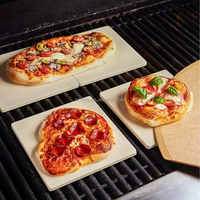 Pierre à pizza rectangulaire XL en céramique pour cuisson au four et grillades BBQ, avec poignée en cordiérite durable, 11,8x11,8x0,59 pouces