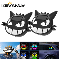 Lampe solaire transfrontalière à effet œil de démon ; Lumière d'ambiance LED dynamique pour voiture, lumière d'avertissement à émoticônes pour vitre arrière - Modèle Drl208