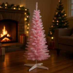 Árbol de Navidad Artificial Rosa de 1.5 m, Forma de Lápiz, Plegable, Decoración Interior para Mesa - Product Image 2