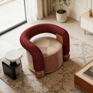 <span class=keywords><strong>Fauteuil</strong></span> rond en velours bordeaux de luxe moderne, pieds en forme de boule uniques, tissu <span class=keywords><strong>patchwork</strong></span>, <span class=keywords><strong>fauteuil</strong></span> lounge, design nordique, canapé club - Product Image 3
