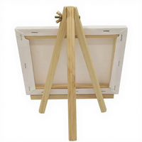 Lot de mini toiles pour enfants avec chevalet, panneaux de peinture vierges blancs, support de présentation en bois sur trépied, pour projets DIY des enfants