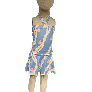 Ensemble short et jupe à volants imprimé léopard Ca-3 avec bretelles réglables en Spandex/Coton Biologique pour Filles - Product Image 2