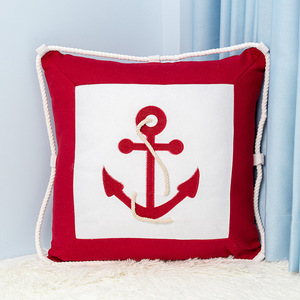 Nautical Anchor And Compass Throw Pillow Cotton Linen Square Washable Decorative Cushion For <b>Sofa</b> Bay Window <b>Kids</b> Room - Product Image 2