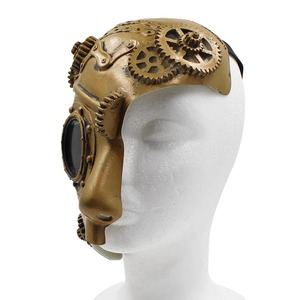 Demi-masque de mascarade mécanique Steampunk <span class=keywords><strong>Cyborg</strong></span> Vintage pour déguisement de Mardi Gras Masque en latex pour fête d'Halloween - Product Image 3