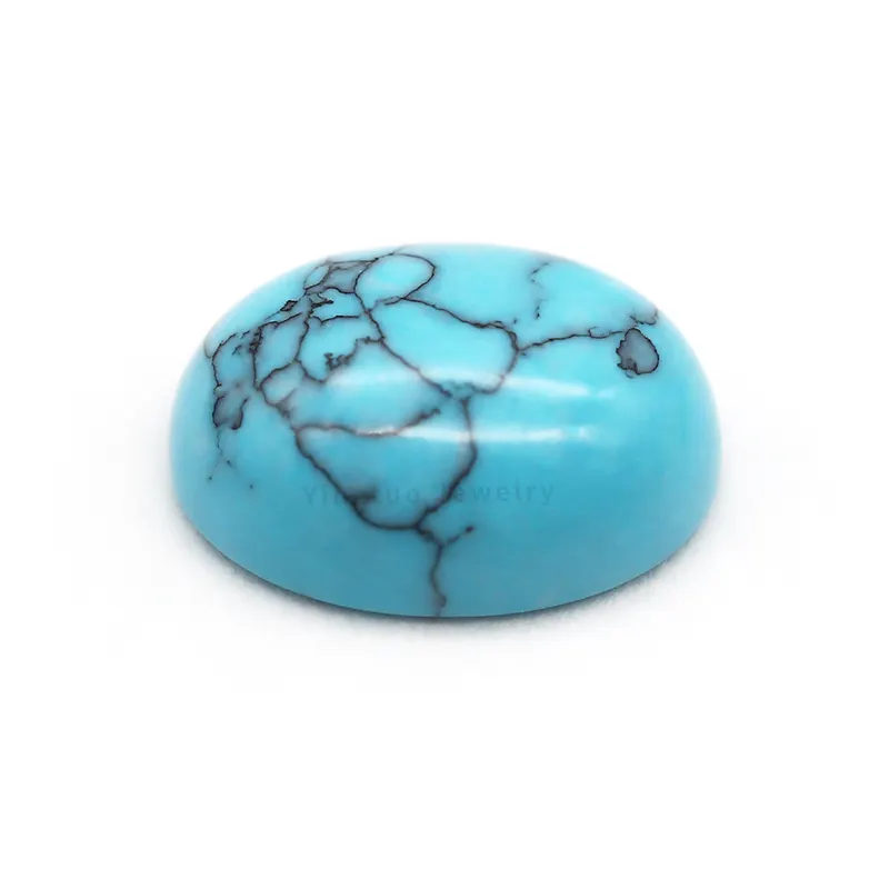 Cabochon ovale synthétique 6x8mm, pierres précieuses bleu Turquoise pour la fabrication de bijoux, vente en gros