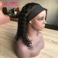Perruque bandeau 8 pouces de long, bouclée et crépue, en cheveux brésiliens vierges Remy, densité 150%, 100% cheveux humains, tailles de bonnet personnalisables