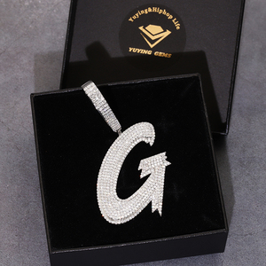 Pendentif Lettre Personnalisé Plaqué Or, Moissanite Couleur D VVS, Argent Sterling 925, Certificat GRA, Bijoux Hip Hop Iced Out - Product Image 5
