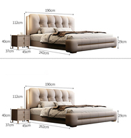 Meubles de chambre à coucher modernes Lit suspendu en bois Lit double en cuir imperméable Lit king-size Lit queen-size avec éclairage LED