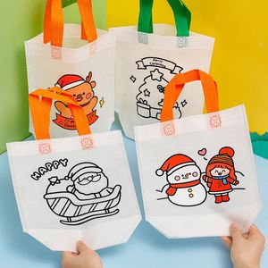 Handmade DIY Kids Coloring Bag Cartoon Christmas Non Woven Floating Fashion Blank Art Painting Graffiti Christmas Events Gift - Product Image 2