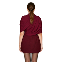 Robe Midi Sans Manches Rouge Vin pour Femme, Fabrication Professionnelle A&J, Teinte Unie, Vente en Gros Usine, Robe de Soirée Élégante avec Nœud