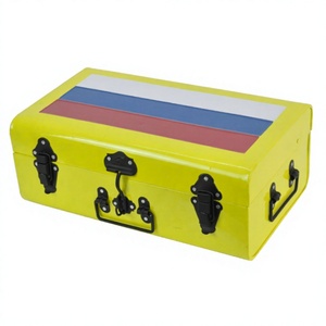 Russia Flag Printed Metal Trunk <b>Box</b> at Bulk Price High Shinny Quality Trending Trunk <b>Box</b> for <b>Storage</b> Use Made in India - Product Image 1