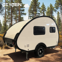 Caravane miniature en fibre de verre imperméable et légère, type Teardrop, pour voyages en plein air, personnalisable en couleur, pour 2 à 4 personnes