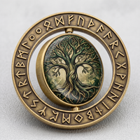 Pièce de monnaie rotative en laiton massif, artisanale, avec design personnalisé, impression UV, dôme en époxy et motifs runiques, pour l'EDC