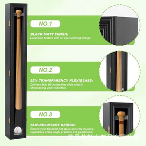 Nueva caja de almacenamiento de bates de béisbol de madera maciza estilo transfronterizo, caja de almacenamiento de bates de béisbol montada en la pared, caja negra para colección de béisbol - Product Image 4