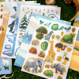 24 unids/pack pegatinas escénicas bobina libro Animal fiesta patrón creativo manual DIY escena Collage libro para colorear - Product Image 3