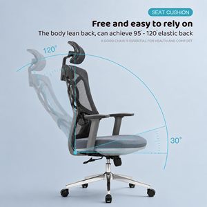 Manufacturer High Back <b>Adjustable</b> Lumbar Support Armchair Task Staff Executive <b>Desk</b> Chair Ergonomic Blue Mesh Chair for <b>Office</b> - Product Image 2