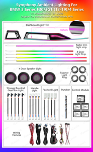 Luce Ambientale Icarsin a 64 Colori F30 per <span class=keywords><strong>BMW</strong></span> <span class=keywords><strong>Serie</strong></span> <span class=keywords><strong>4</strong></span> Gran Coupé F36 F33 F32, Finitura Cruscotto Auto, Aggiornamento Illuminazione Interna a LED - Product Image 3
