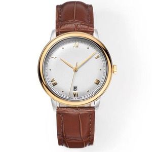 Montre pour homme luxueuse, élégante, de qualité supérieure, cadran bleu, bracelet en cuir de 20 mm, trois aiguilles, saphir, bracelet rond - Product Image 5