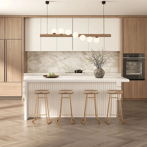 Meubles de cuisine sur mesure de style européen avec îlot central pour le développement d'appartements de luxe - Product Image 3