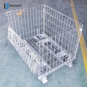 حاوية تخزين فولاذية مجلفنة شديدة التحمل مستودع عالي السعة قفص سلكي قابل للطي تكديس أوم - Product Image 5