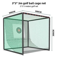 Filet de golf 3x3x3m pour entraînement extérieur, filet de protection pour coup de golf, filet de swing, filet de pratique en nylon et fibre de polyester
