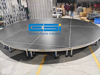Scène portable ronde à 4 pieds ESI pour concert et événement, assemblage rapide, structure en aluminium, forme personnalisée disponible
