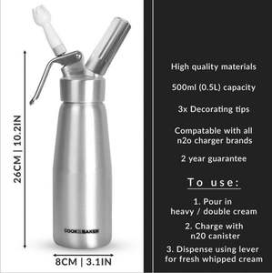 Distributeur <span class=keywords><strong>de</strong></span> crème fouettée-Fabricant <span class=keywords><strong>de</strong></span> crème fouettée <span class=keywords><strong>de</strong></span> qualité professionnelle-<span class=keywords><strong>Siphon</strong></span> à fouetter en aluminium <span class=keywords><strong>de</strong></span> 500ml-Fouet à crème - Product Image 2
