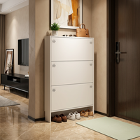 Meuble à chaussures rabattable en acier laminé à froid OEM, étagère à chaussures ultra-plate à 3 tiroirs pour entrée étroite, idéal pour appartement et maison