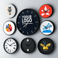 Jam Dinding Logo Kustom Bingkai Hitam Antik Dial Abstrak Angka Arab Putih Gerakan Quartz Senyap Berdetak untuk Hadiah Kantor