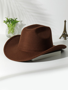 2025 nuevo sombrero de <span class=keywords><strong>vaquero</strong></span> Cabeza de Vaca accesorios patrón monocromático sombrero de fieltro hombres y mujeres ala <span class=keywords><strong>grande</strong></span> sombrero al aire libre occidental - Product Image 5