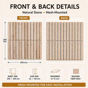 Beige Travertine Fluted Mosaic <strong>Tile</strong> 3D Convex Natural Stone Mesh-Backed <strong>Wall</strong> <strong>Tile</strong> For Bathroom Kitchen Hotel - Product Image 3