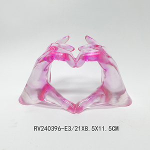 Stile di cristallo moderno ventaglio a forma di cuore in resina artigianato statua per le donne per il soggiorno decorazione da scaffale o soprammobili - Product Image 4