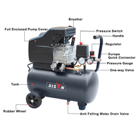 Compresseur d'Air Électrique Portable Économique Bison de Chine 1,5 CV 25 L 220 V à Entraînement Direct pour Peinture au Pistolet